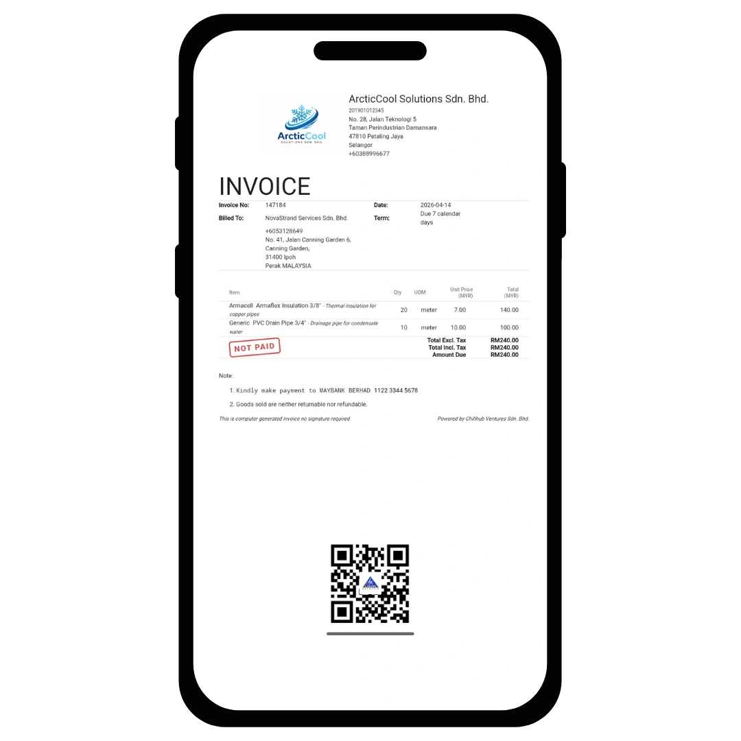 Chillhub LHDN e-Invoice screen